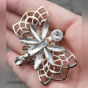 Tasha Nordstrom Gold Tone Swarovski Crystal Butterfly Barrette